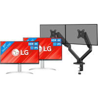Koop LG 27UP83AK-W Duo Pack + BlueBuilt Monitorarm Mechanische Veer voor 2 Monitoren - 6151138868865