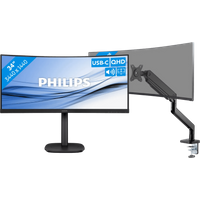 Koop Philips 346E2CUAE/00 + BlueBuilt Monitorarm Mechanische Veer voor 1 Ultrawide Monitor - 6151138757725
