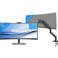 Koop Philips 34E1C5600HE/00 + BlueBuilt Monitorarm Mechanische Veer voor 1 Ultrawide Monitor - 6151138769735