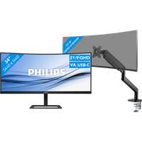 Koop Philips 3000 series 34B2U3600C/00 Curved + BlueBuilt Monitorarm voor 1 Ultrawide Monitor - 6151138768738