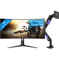 Koop AOC CU34G2XP/BK + Vortech Monitorarm met Gasveer - 6151140416412